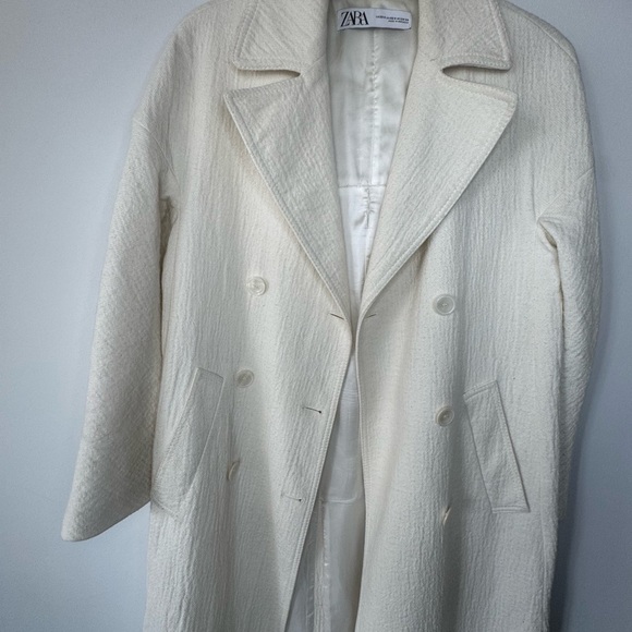 Zara Double-Breasted Cream Coat - Picture 11 of 16